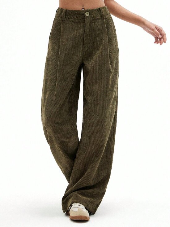 Pants - Army Green Casual Women's Straight Leg Pants